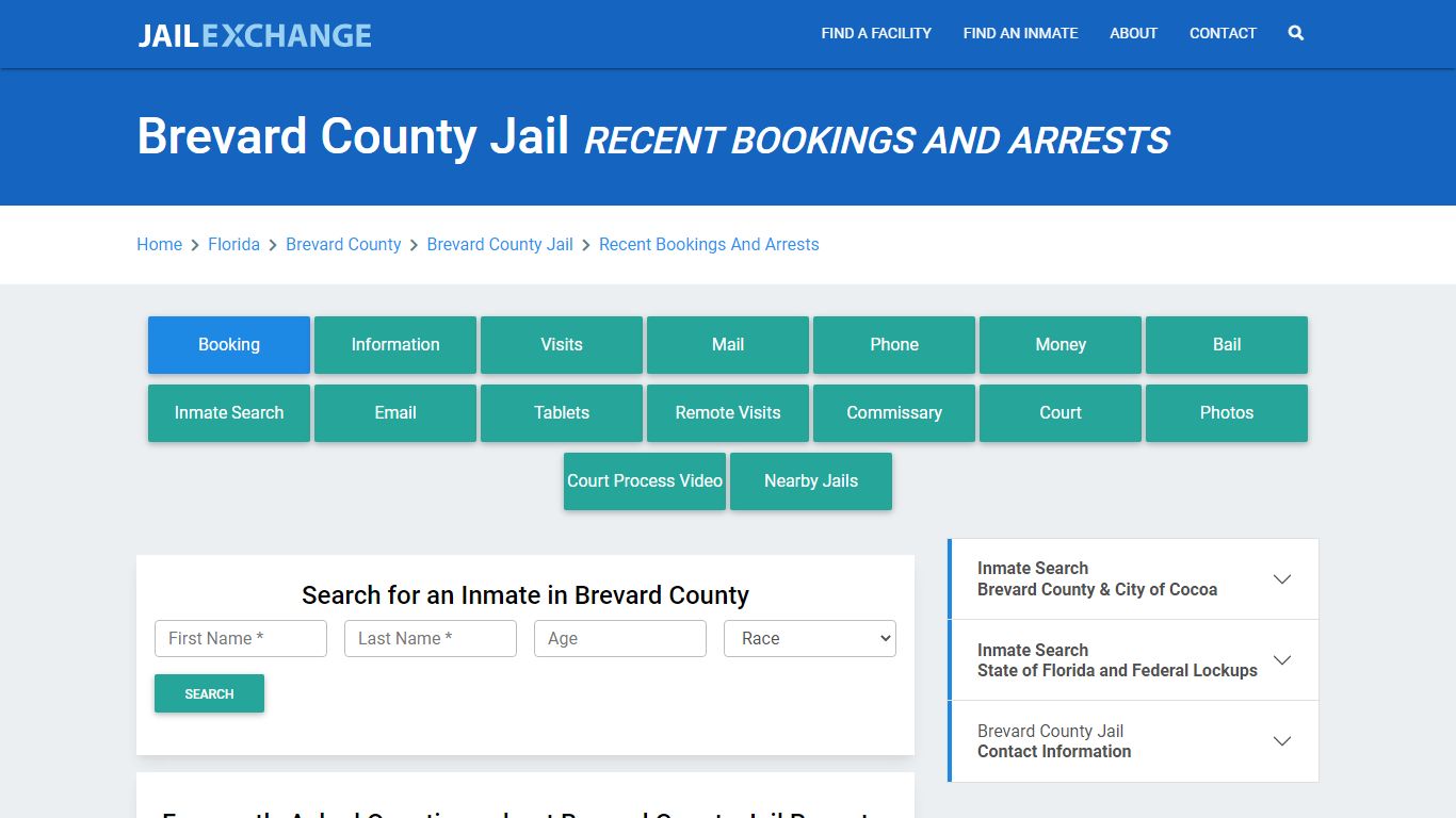 Brevard County Jail Recent Bookings And Arrests - Jail Exchange